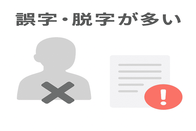 誤字や脱字が多く記事の品質を下げる