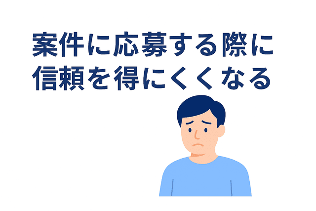 案件応募時に信頼されにくくなることがある