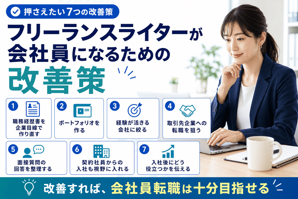 フリーランスライターが会社員になるための改善策