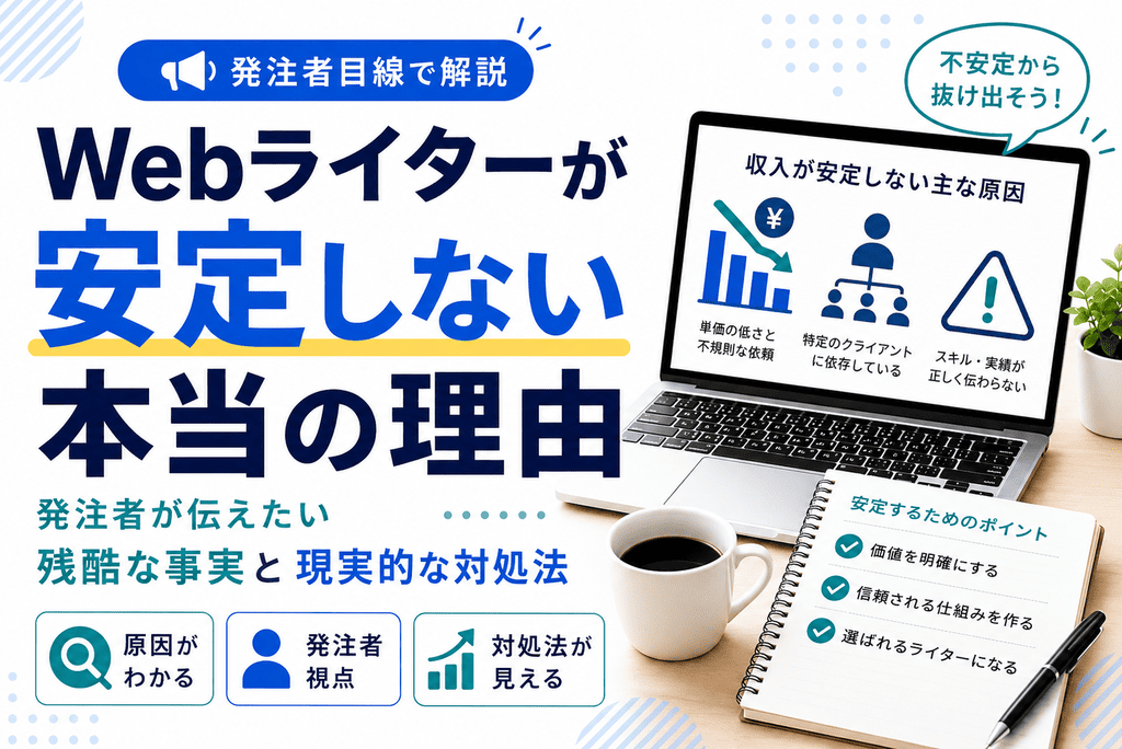 Webライターの生活が安定しない理由を対処法とともに解説